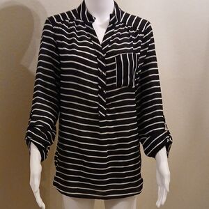 Black and White Striped Women's Top